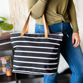 Black and White Stripe Collection Tote