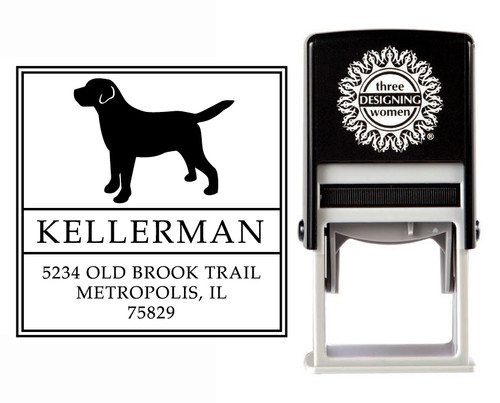 "Puppy Love" Self-Inking Personalized Square Dog Design Address Stamp - CS3631