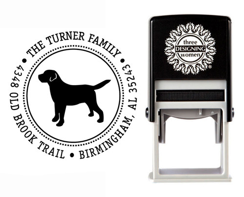 "Puppy Love" Self-Inking Personalized Round Dog Design Address Stamp - CS3632