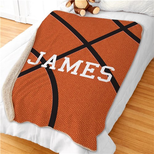 Basketball Design Sherpa Blanket with Name