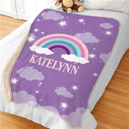 Rainbow & Stars Personalized Sherpa Kid's Blanket