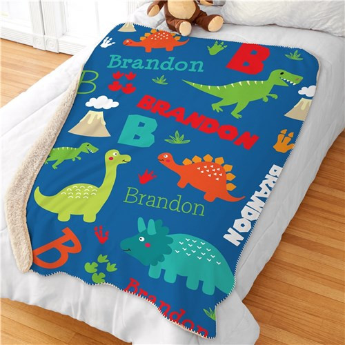 Dinosaurs Personalized Sherpa Kid's Blanket 