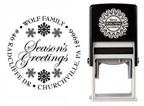 Snowflakes Self-Inking Personalized Address Stamp - CS3501_HH