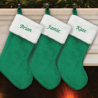 Personalized Plush Green Christmas Stocking