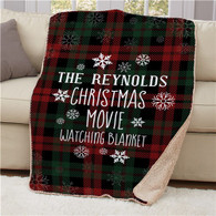 Personalized Christmas Movie Watching Sherpa Blanket