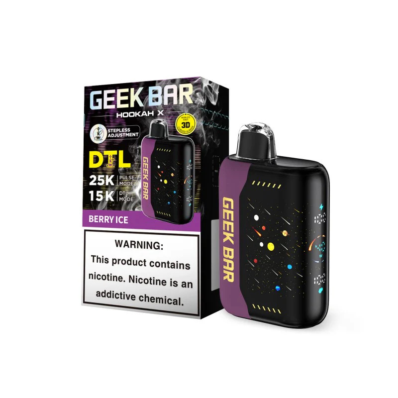 GEEK BAR Hookah X DTL disposable device with up to 25,000 puffs, 0.6% nicotine strength, and 18ml e-liquid capacity. Intended for adult use only.