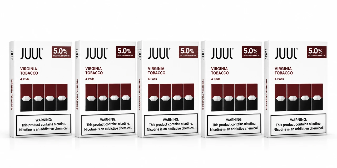 JUUL 5% Salt Nicotine 0.7ml Pre-Filled Cartridges 4ct/Pack Virginia Tobacco