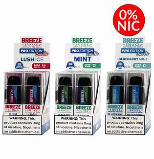breeze vape no nic Pro 0% Nicotine Disposable Vapes – 6,000 Puffs of Smooth, Nicotine-Free Flavor Blu Bar Pod Kit Multi Buy_10 For £16 Strength:2.4%