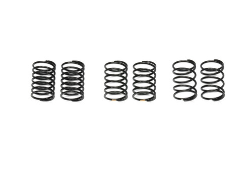 DESCRIPTION
Different spring stiffnesses make a big difference to handling in any of Tamiya’s 1/10 touring cars. This short set compliments the existing line-up of springs with three new spring rates. Use them to get your car set up just right for the conditions of the track and your driving style. The springs come in black and have a unique color mark for easy differentiation.

• Super Hard Short Springs (White) x2
• Medium-Hard Short Springs (Gold) x2
• Medium-Soft Short Springs (no color mark) x2
• These 3 types complement Hard, Medium and Soft springs in Item 42168.
• Compatible with touring car short dampers (Items 50519, 50746, 53155, 53280, 53571, 53901, 54000, 54753, 42102, 42273, 42287, 42291 and 47342).
