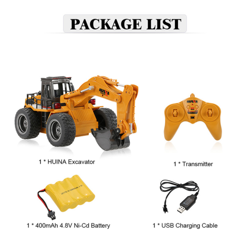 #1530 2.4G 6Ch RC Wheel Excavotor w/die-cast bucket, 1/18 scale by HUINA