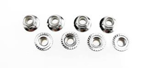 TRAXXAS 5147X - NUTS, 5MM FLANGED NYLON LOCKING (STEEL, SERRATED) (8)