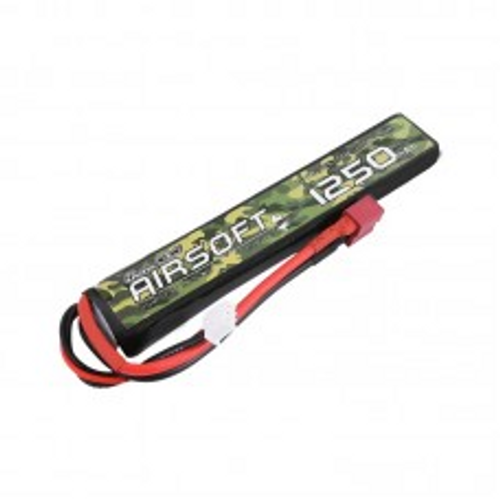 Gens Ace 1250mAh 25C 2S 7.4v Airsoft Gun Lipo Battery, 122x20x13mm, 64g, T-Plug/Deans