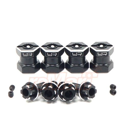 Yeah Racing Aluminum Hex Adaptor 15mm Offset For 12mm Hex Wheels Black 4pcs