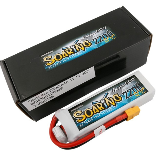 Gens Ace 2200mAh 3S 11.1v 30C 106x34x21mm 168g XT60 Plug XH Blance Soaring Series