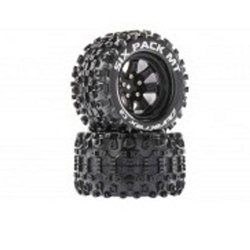 Six Pack MT 2.8 Mounted Black 14mm Hex (2) fits Granite Mega & BLX by Duratrax