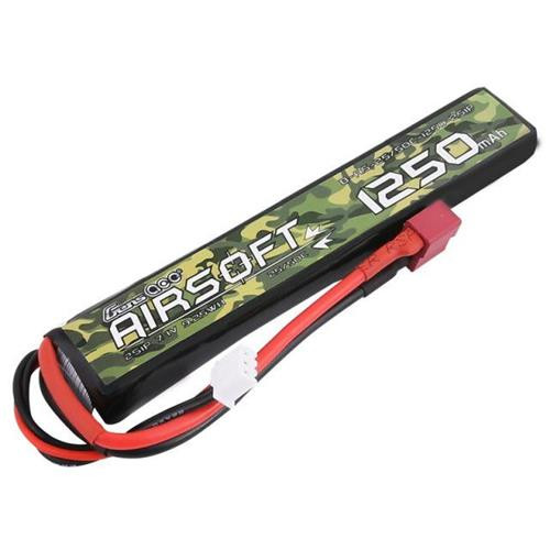 Gens Ace 1200mAh 25C 2S 7.4v Airsoft Gun Lipo Battery, 125x20x12mm, 59g, T-Plug/Deans Suit AEG like M4, CM16 SCAR AR15 LE STOCK