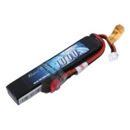 Gens Ace 1000mAh 25C 2S 7.4v Airsoft Gun Lipo Battery, 102x20x13mm, 56g, T-Plug/Deans