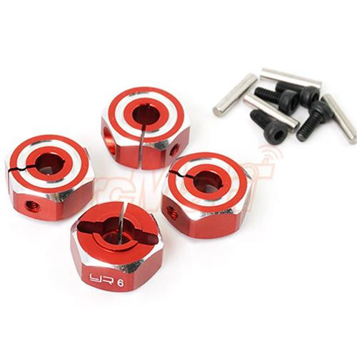 Yeah Racing Aluminum Hex Adaptor Set 12x6mm For 1/10 RC Touring Drift Crawler RED #WA-033RD