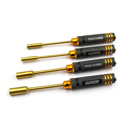 YEAH RACING ALUMINUM 4.0 5.5 7.0 8.0 LOCK NUT DRIVER SET BLACK/GOLD