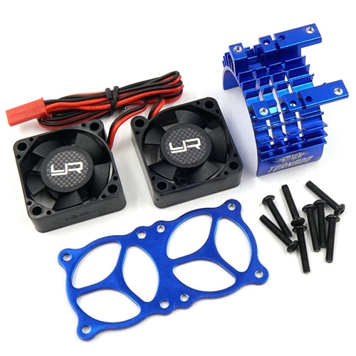 ALUMINIUM 540 550 MOTOR HEAT SINK W/TWIN TORNADO HIGH SPEED FAN BLUE