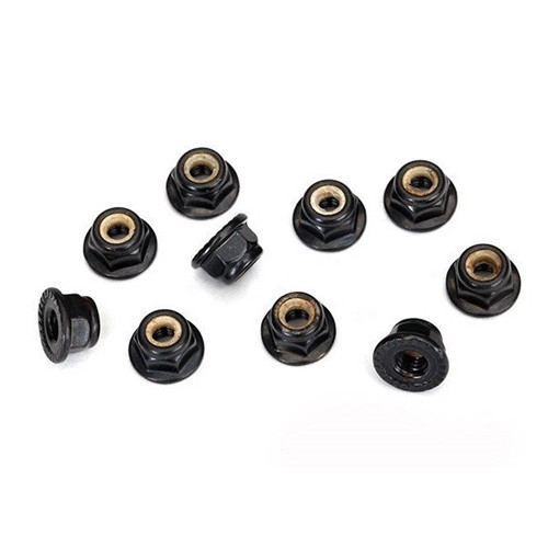Traxxas 8347 - Nuts 4mm flanged nylon locking serrated (black) (10)