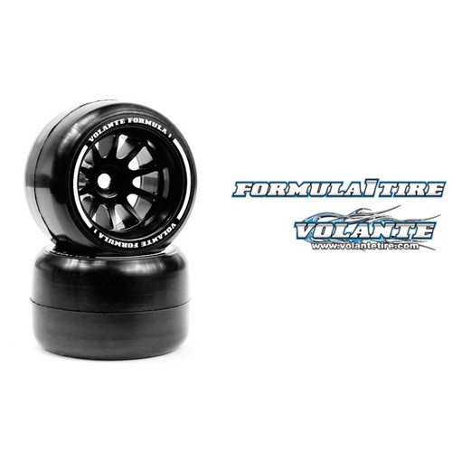 Volante F1 Rear Rubber Slick Tires Asphalt Revolution Soft - Preglued (White) VF1-RARSS