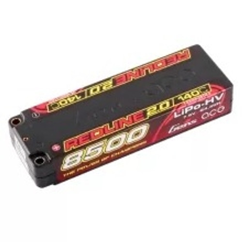 Gens Ace Redline 2.0 8500mAh 2S 7.6V 140C HardCase 58# HV Lipo Battery with 5.0mm bullet 302g 139x47x25mm