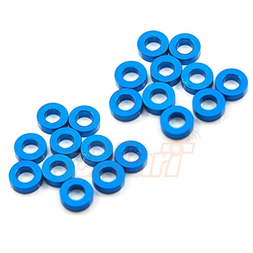 ALUMINUM M3 FLAT WASHER 2MM 20PCS BLUE