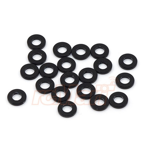 ALUMINUM M3 FLAT WASHER 1MM 20PCS BLACK
