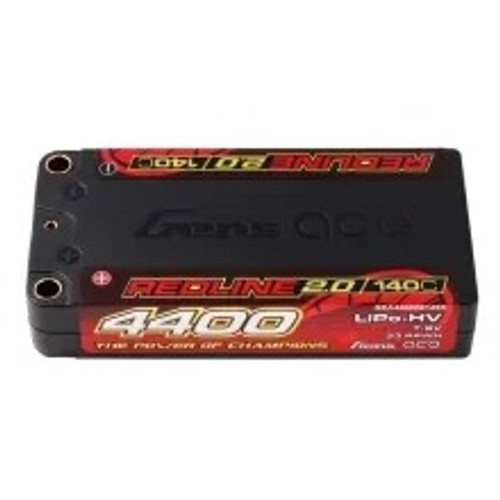 Gens Ace 4400mAh 2S 140C 7.6V HardCase HV Shorty Redline 2.0 Series Lipo Battery with 5.0mm bullet 163g 96 47 18mm IFMAR