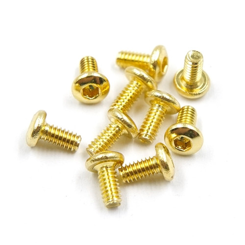 Stainless Steel Gold Coated Hex Socket Button Head Machine Screw (M2x4mm) 10pcs