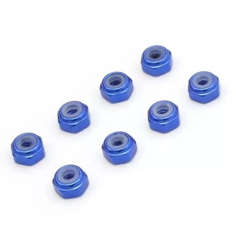 KP MZW128BL Kyosho Parts M2 Aluminum Nylon Color Nut 8pcs(silver) - copy