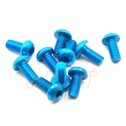 BLUE ALU 7075 3X12MM HEX SOCKET BUTTONHD SCREWS 10P