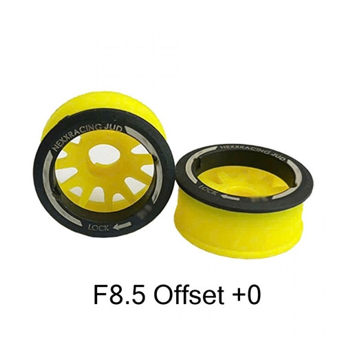 Nexx Racing JUD Threaded Carbon Fiber Reinforced EVO Flanged F8.5 Offset +0 Front Rim 2 pcs Yellow For Mini-Z