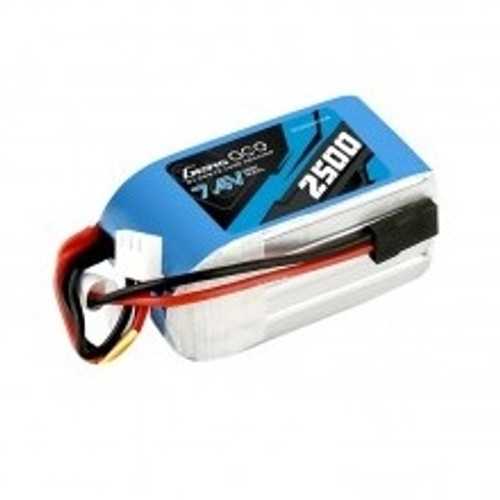 Gens Ace 2500mAh 2S 7.4v Hump RX Pack 57x30x30mm 130g JR Plug and XH Balance. Suit 1/8th Buggy RX Box