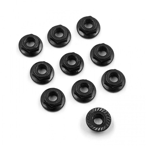 4MM ALU SERRATED LOCK NUT 10PCS (BK)