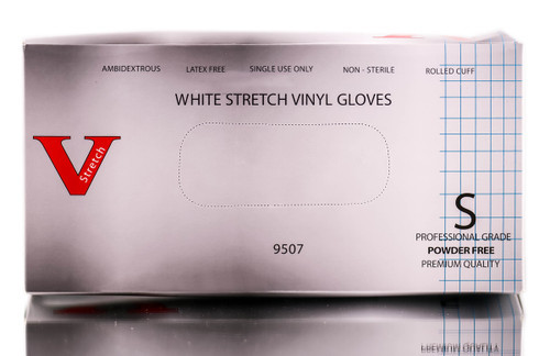 V Stretch White Vinyl Gloves