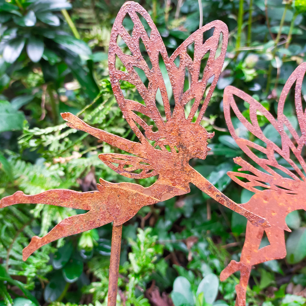 Rusty garden fairy ornaments Set of 4
