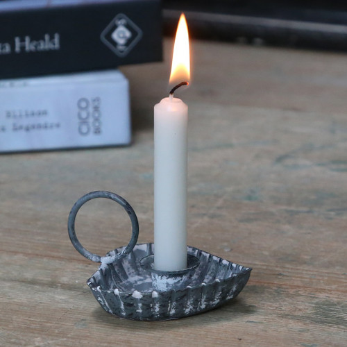 Small Zinc Heart Chamberstick for Mini Dinner Candles