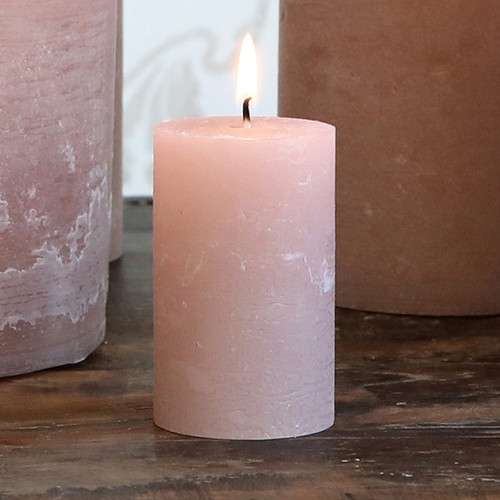 Macon Rustic Pillar Candle - Dusty Rose - 16hrs - 8cm x 5cm