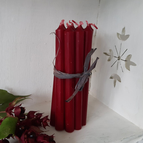 Small Taper Candles 10 Dark Red The Rustic Hut
