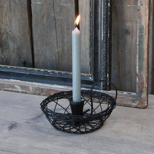 Wire  Candle Holder for Mini Taper Candles - Antique Coal