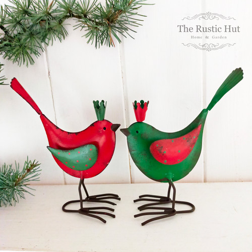 Metal Garden Bird Ornaments Pair