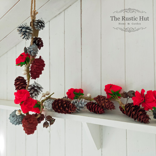  Red Rose & Pine Cone Garland - Christmas - Valentines