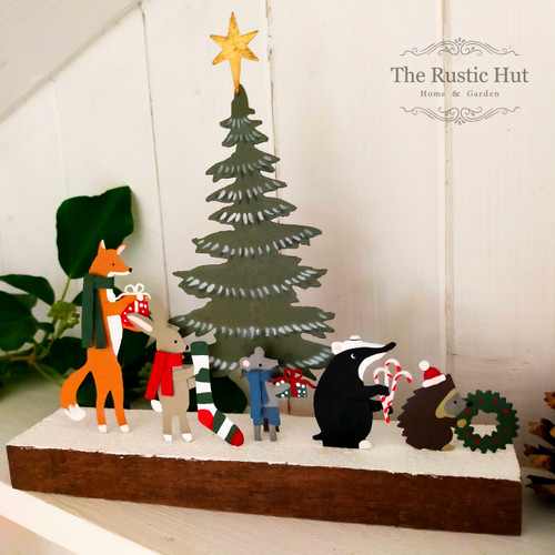 Festive Procession Wild Animals with Gifts Christmas Ornament