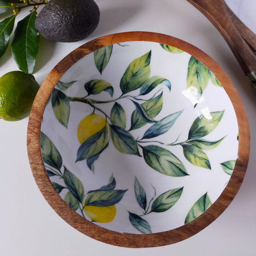 Mango Wood Fruit / Salad Bowl - Lemon Tree