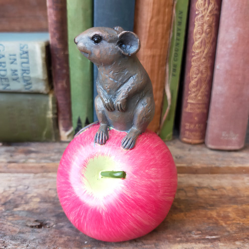 Mouse on an Apple Ornament