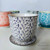 Mini Ceramic Plant Pot & Saucer - Liberte 4 - Blue Feathers