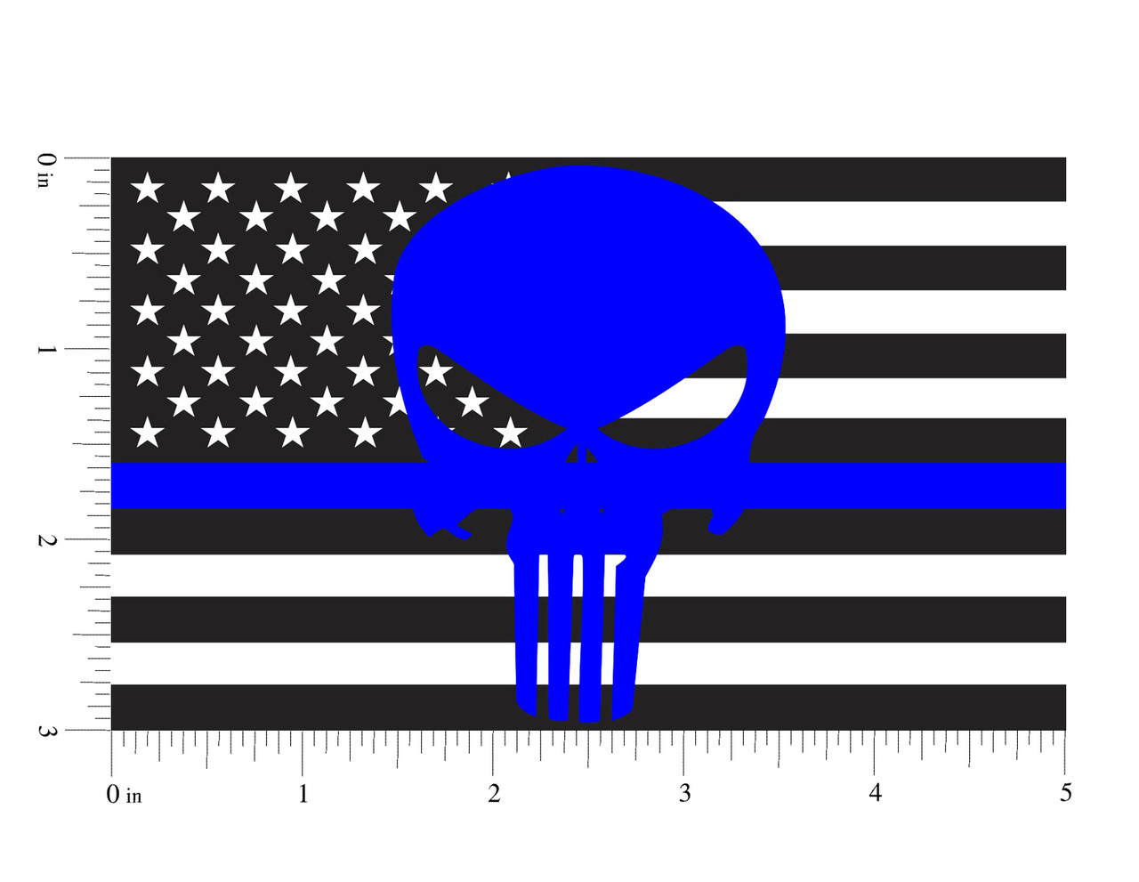 Thin Blue Line Skull American Flag Police Flag 3x5 Vinyl Decal