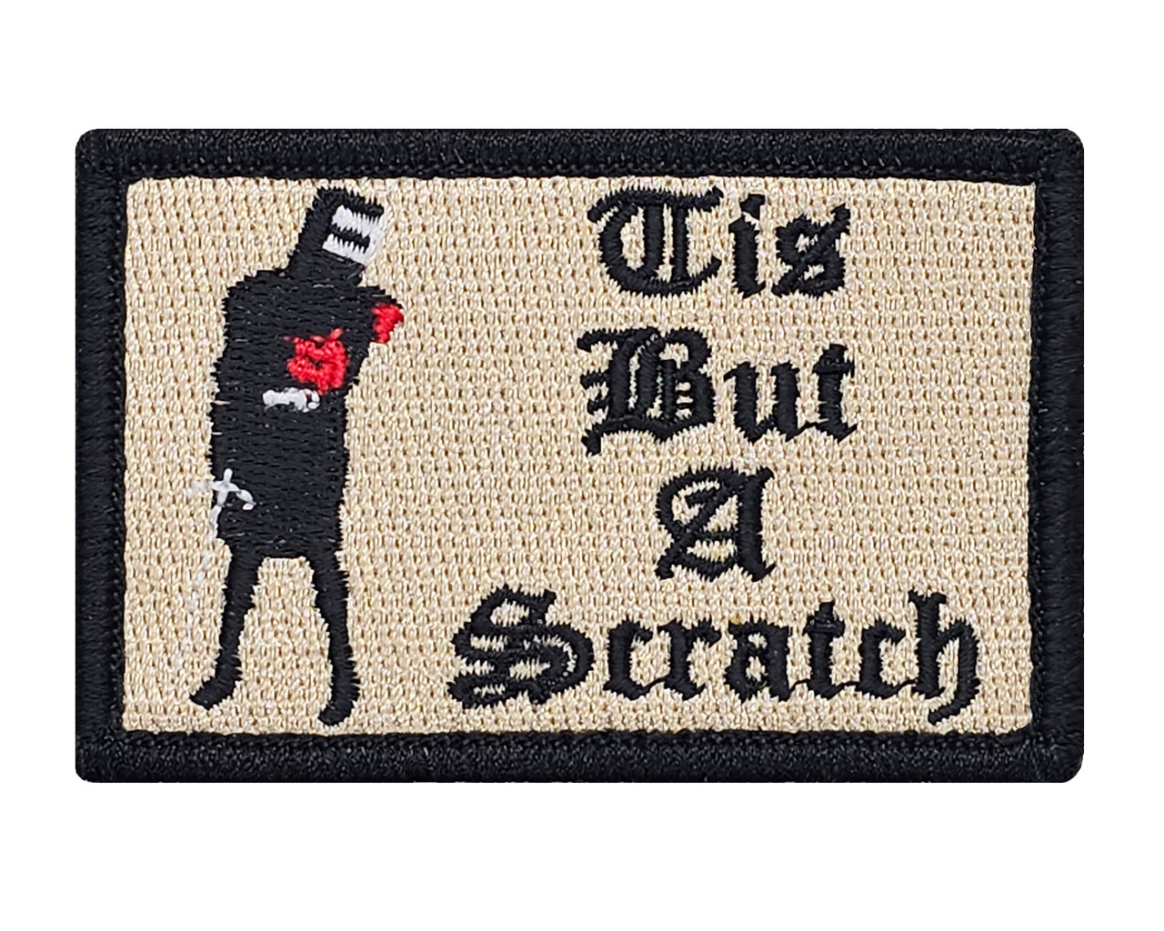 Tis But A Scratch Black Knight Tactical Velcro Fully Embroidered Morale  Tags Patch - Morale Tags